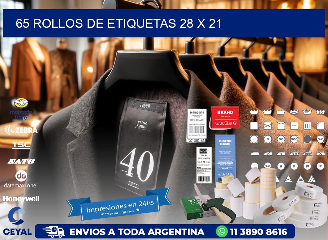 65 ROLLOS DE ETIQUETAS 28 x 21
