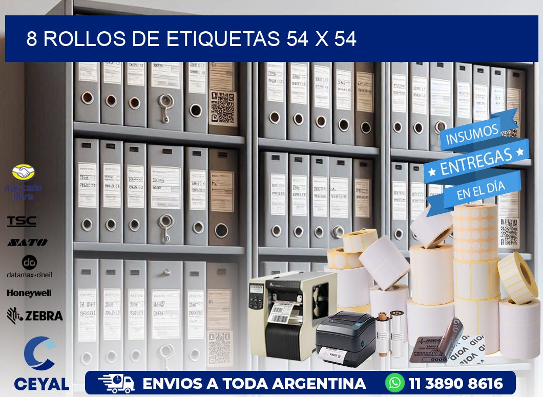 8 ROLLOS DE ETIQUETAS 54 x 54