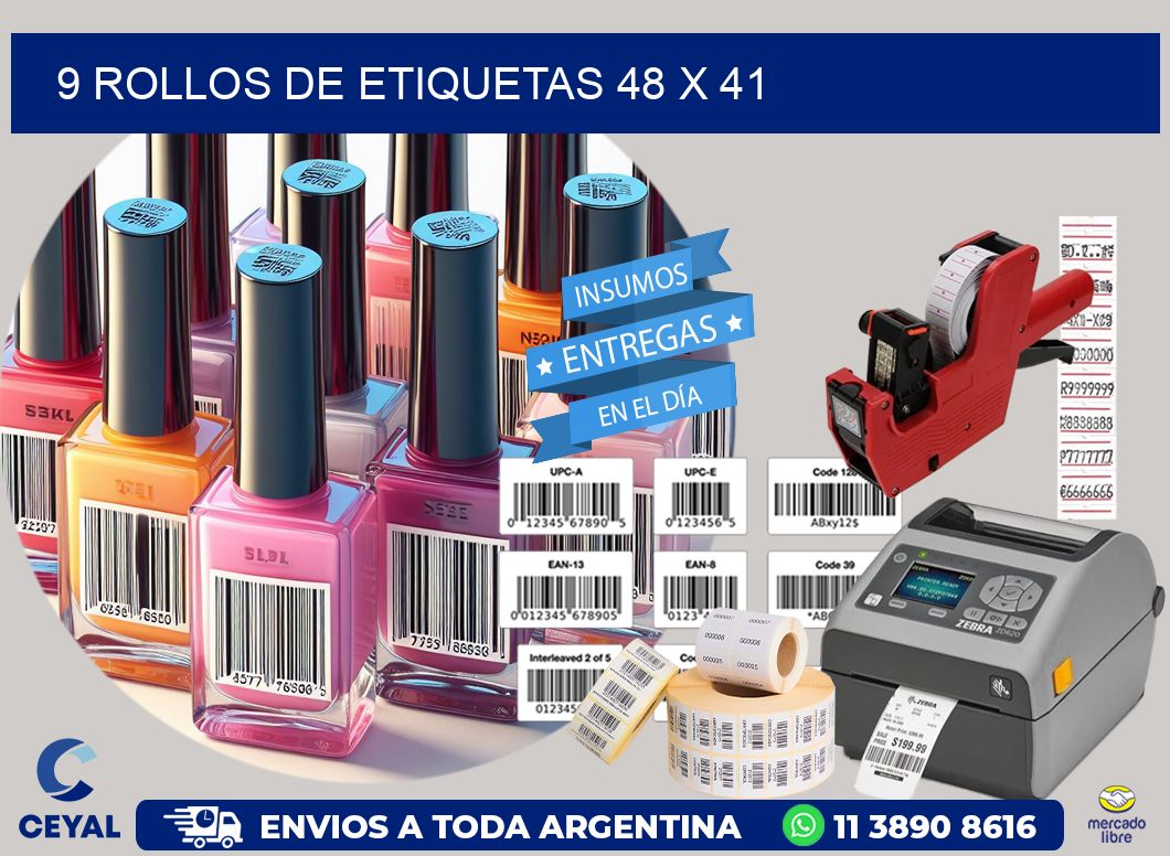 9 ROLLOS DE ETIQUETAS 48 x 41