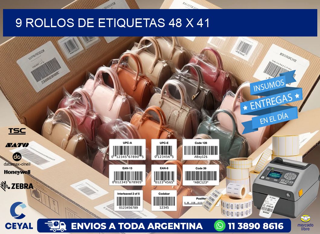 9 ROLLOS DE ETIQUETAS 48 x 41