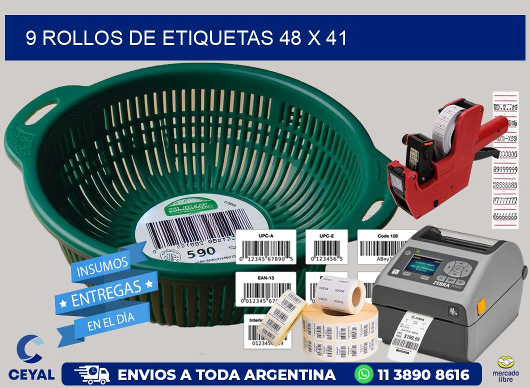 9 ROLLOS DE ETIQUETAS 48 x 41