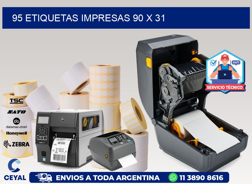 95 ETIQUETAS IMPRESAS 90 x 31