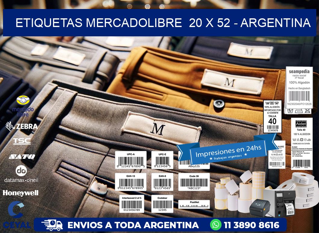 ETIQUETAS MERCADOLIBRE 20 x 52 - ARGENTINA