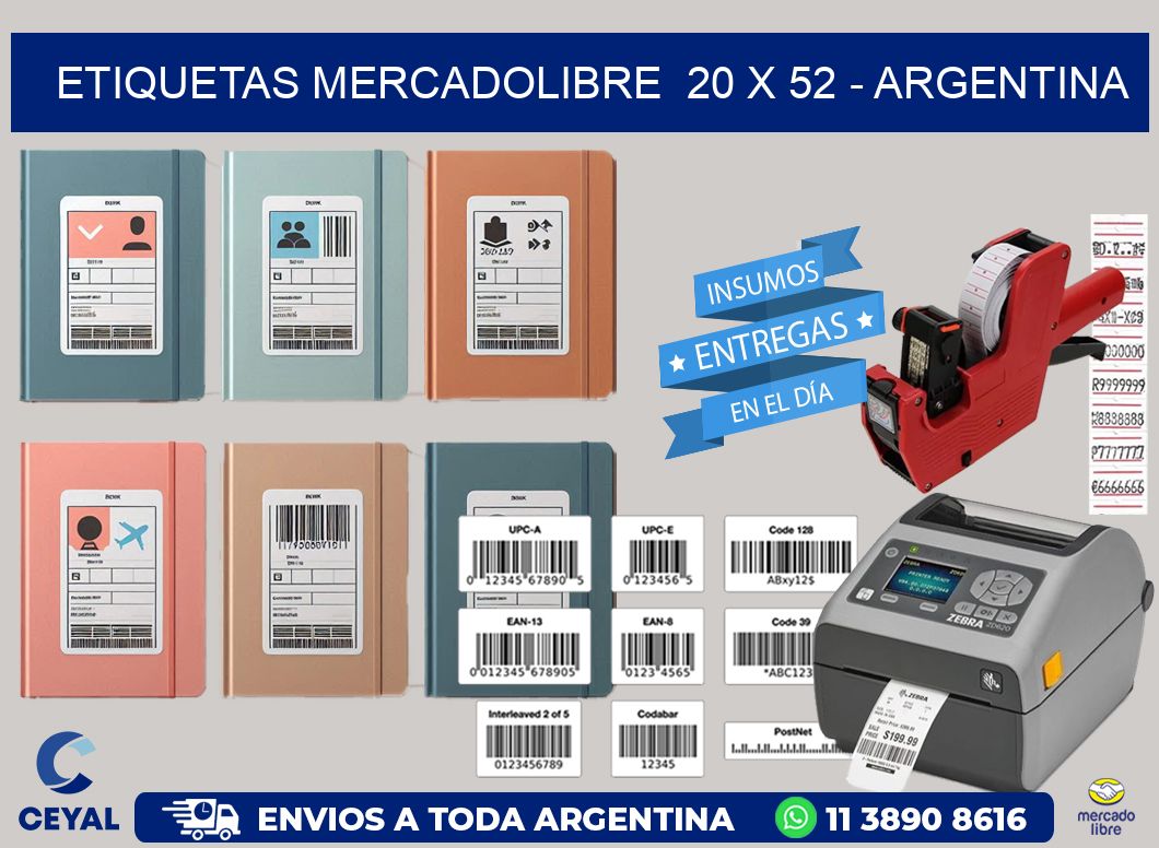ETIQUETAS MERCADOLIBRE 20 x 52 - ARGENTINA