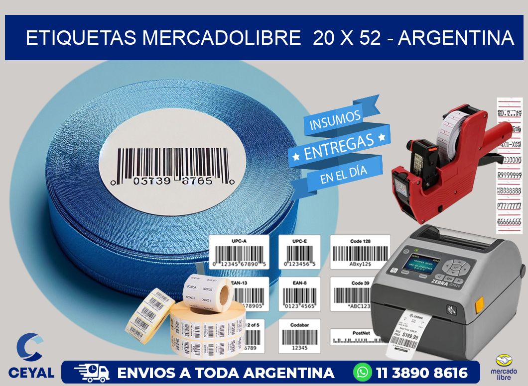 ETIQUETAS MERCADOLIBRE 20 x 52 - ARGENTINA