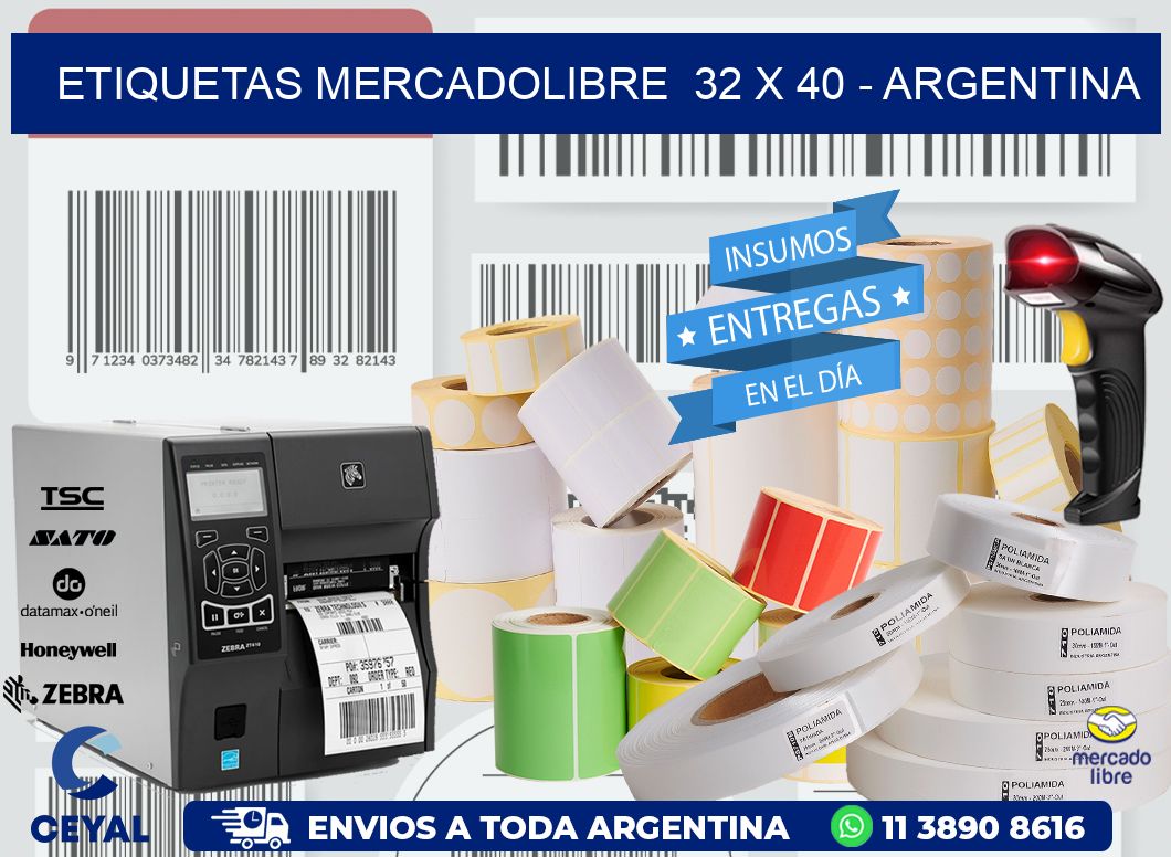 ETIQUETAS MERCADOLIBRE 32 x 40 - ARGENTINA