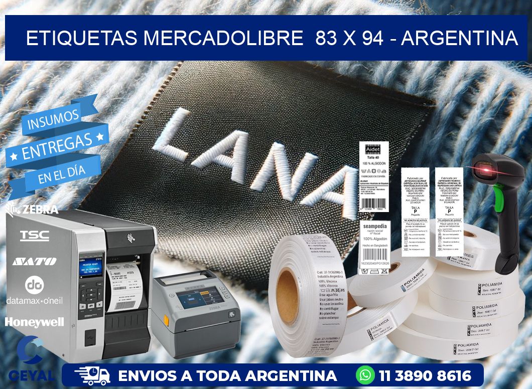 ETIQUETAS MERCADOLIBRE  83 x 94 - ARGENTINA