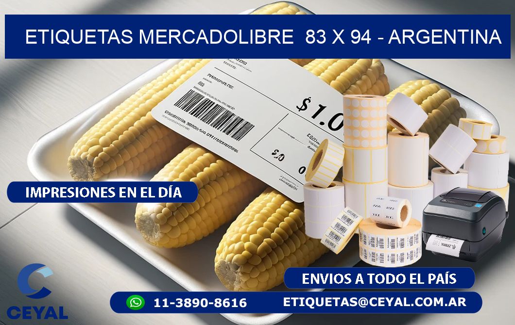 ETIQUETAS MERCADOLIBRE  83 x 94 - ARGENTINA