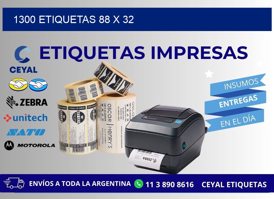 1300 ETIQUETAS 88 x 32
