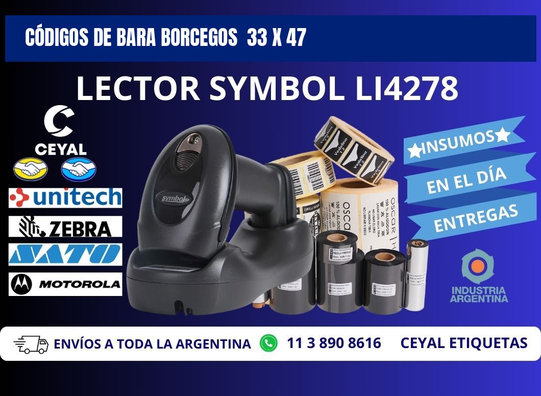 CÓDIGOS DE BARA BORCEGOS 33 x 47