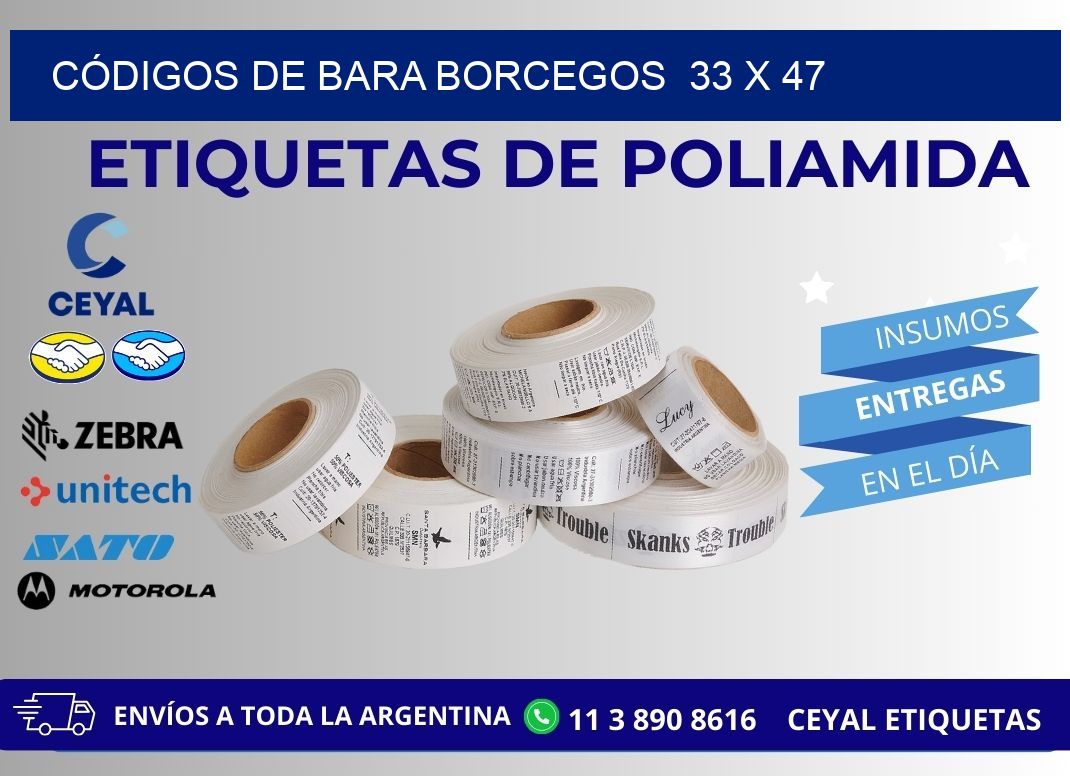 CÓDIGOS DE BARA BORCEGOS 33 x 47