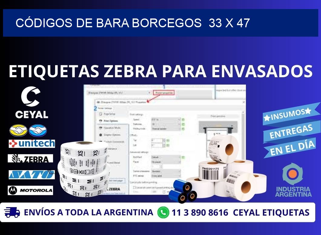 CÓDIGOS DE BARA BORCEGOS 33 x 47