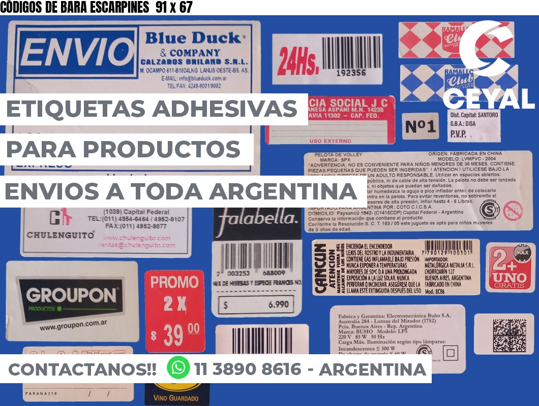 CÓDIGOS DE BARA ESCARPINES  91 x 67