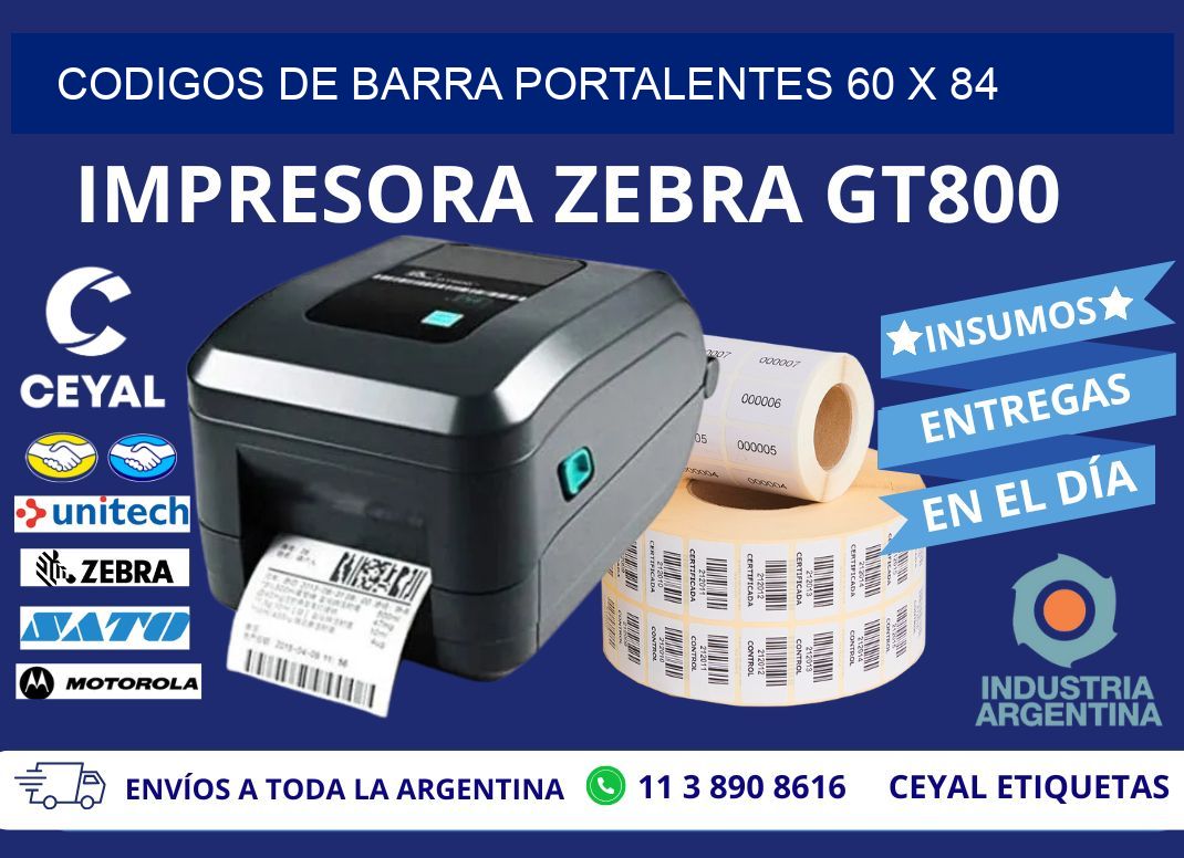 CODIGOS DE BARRA PORTALENTES 60 x 84