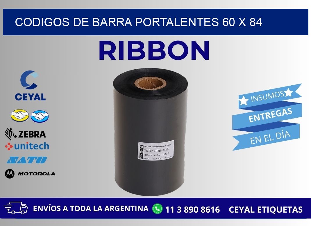 CODIGOS DE BARRA PORTALENTES 60 x 84