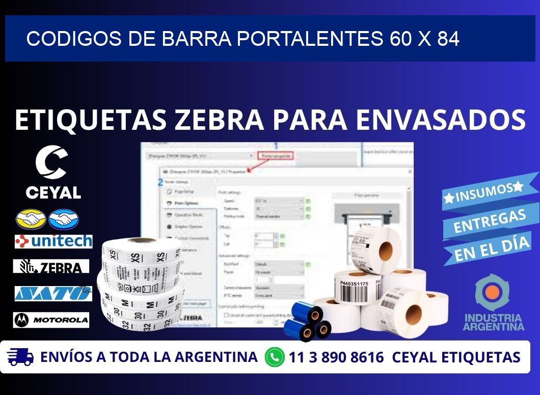 CODIGOS DE BARRA PORTALENTES 60 x 84