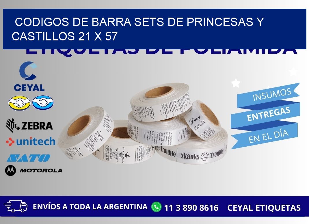 CODIGOS DE BARRA SETS DE PRINCESAS Y CASTILLOS 21 x 57