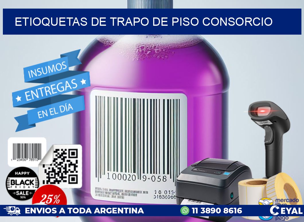 ETIOQUETAS DE TRAPO DE PISO CONSORCIO