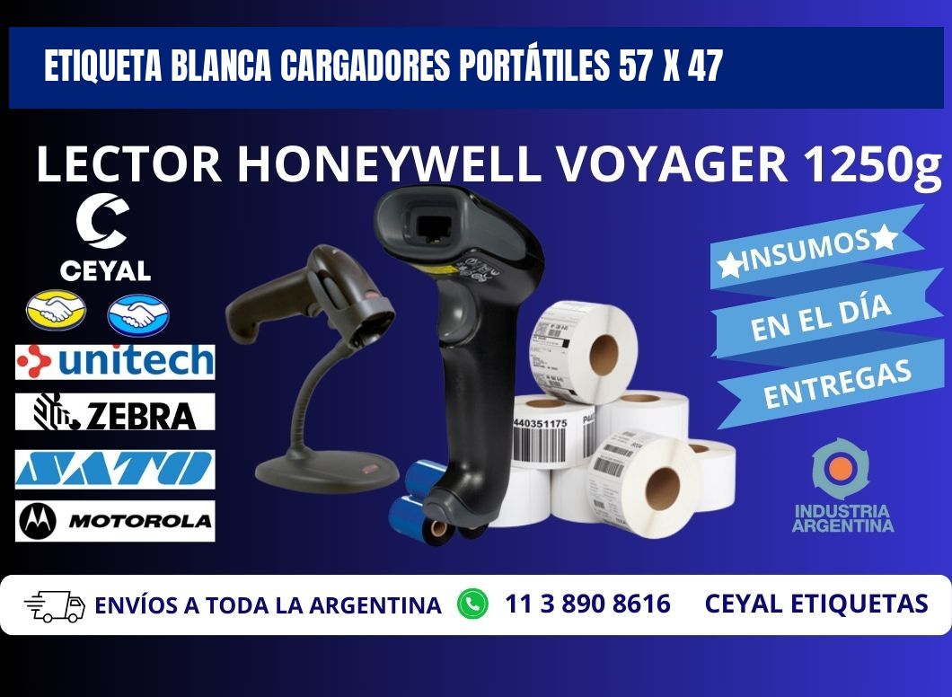 ETIQUETA BLANCA CARGADORES PORTÁTILES 57 x 47