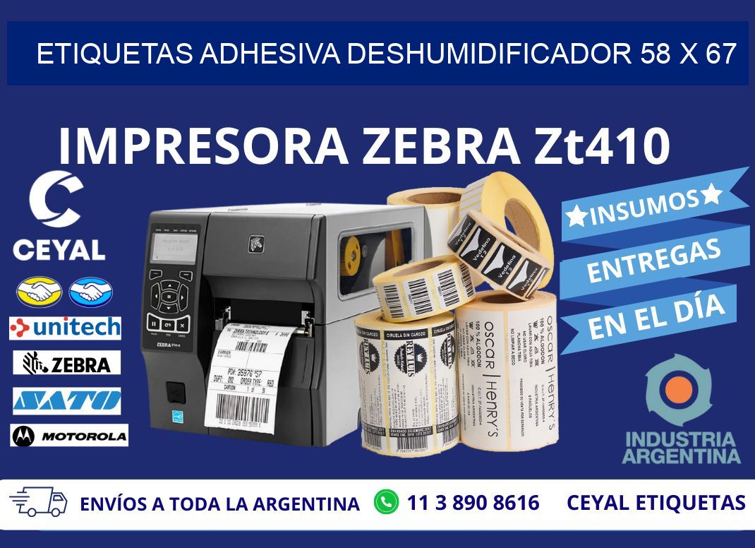 ETIQUETAS ADHESIVA DESHUMIDIFICADOR 58 x 67