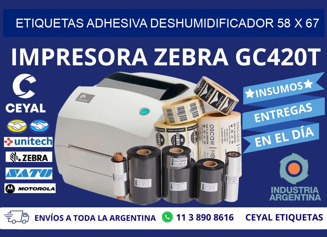 ETIQUETAS ADHESIVA DESHUMIDIFICADOR 58 x 67