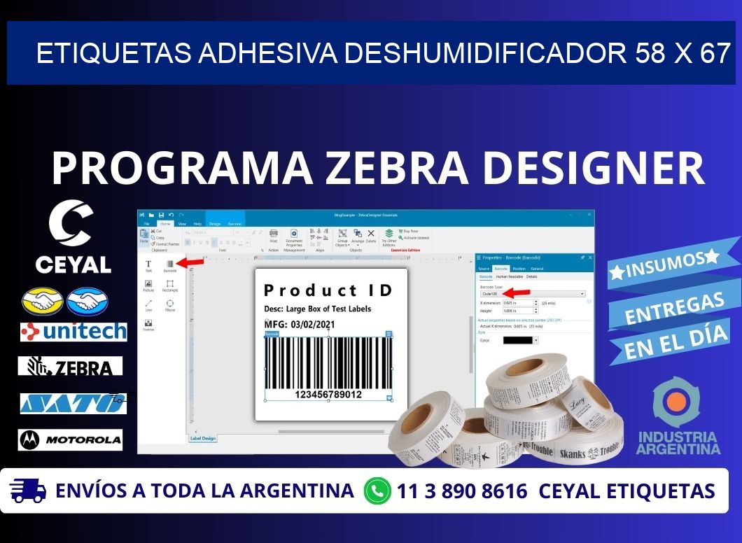 ETIQUETAS ADHESIVA DESHUMIDIFICADOR 58 x 67