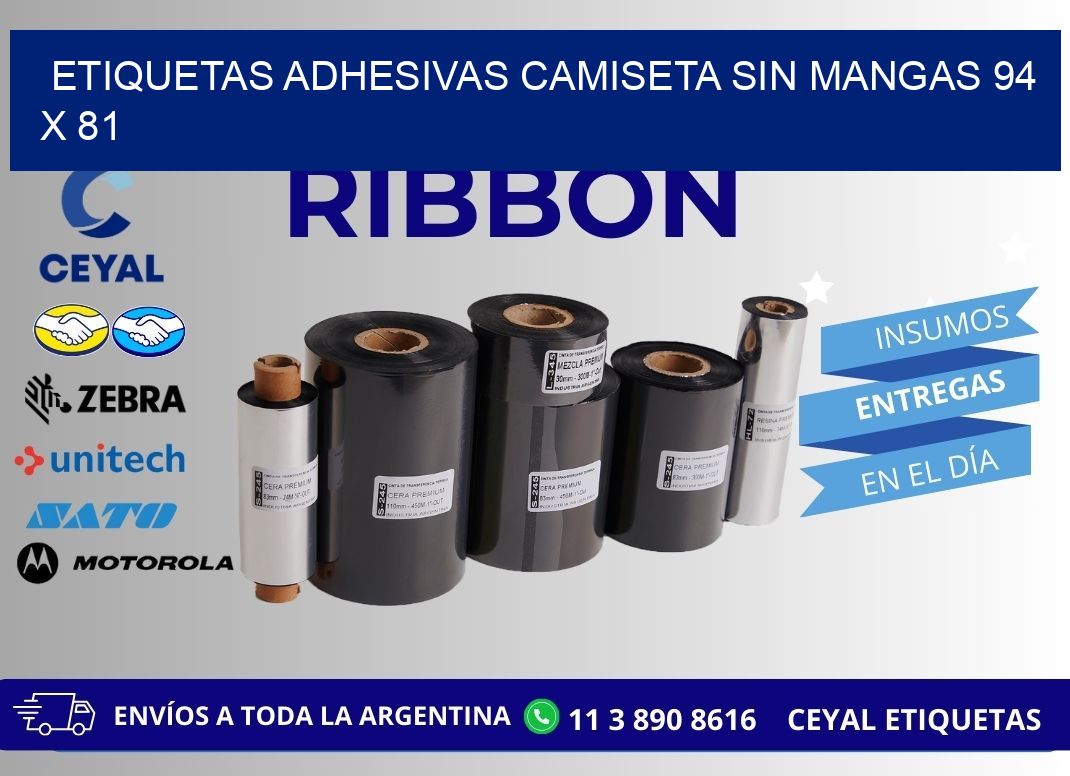 ETIQUETAS ADHESIVAS CAMISETA SIN MANGAS 94 x 81