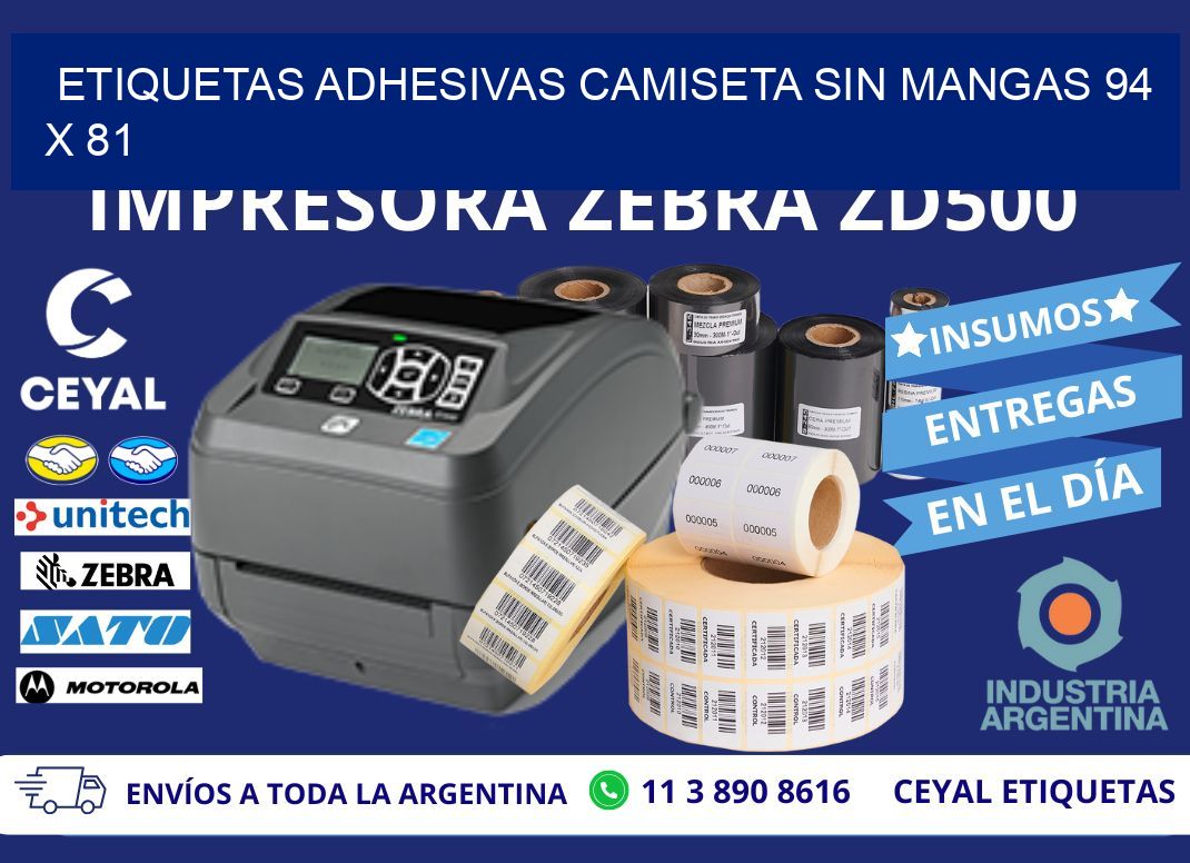 ETIQUETAS ADHESIVAS CAMISETA SIN MANGAS 94 x 81