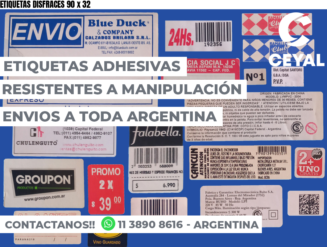 ETIQUETAS DISFRACES 90 x 32