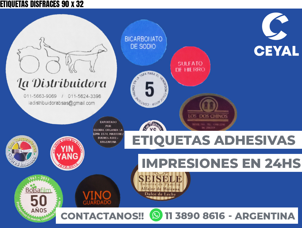 ETIQUETAS DISFRACES 90 x 32