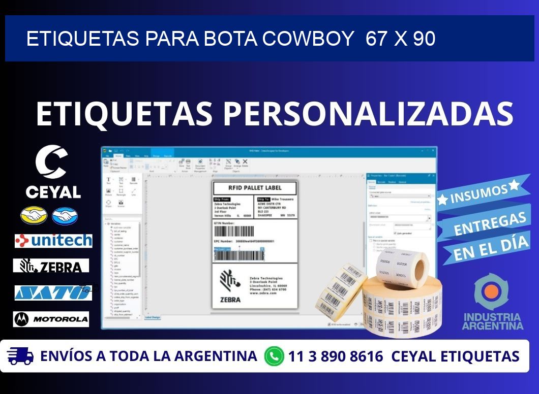 ETIQUETAS PARA BOTA COWBOY 67 x 90