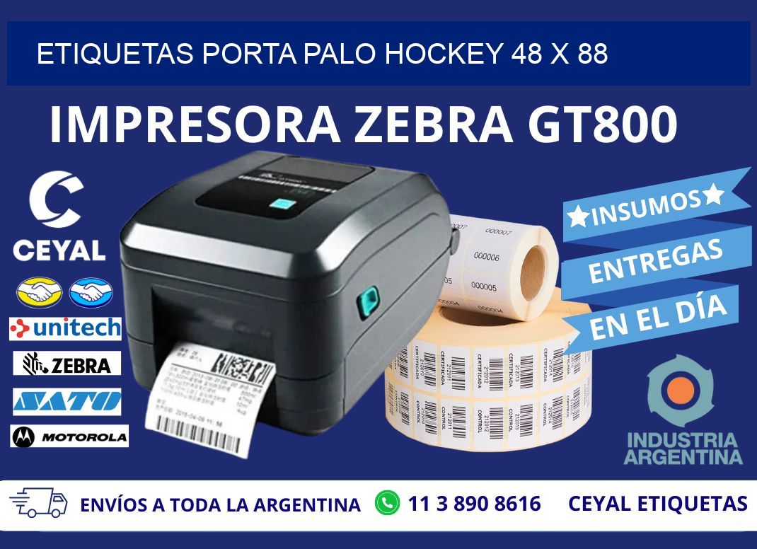 ETIQUETAS PORTA PALO HOCKEY 48 x 88