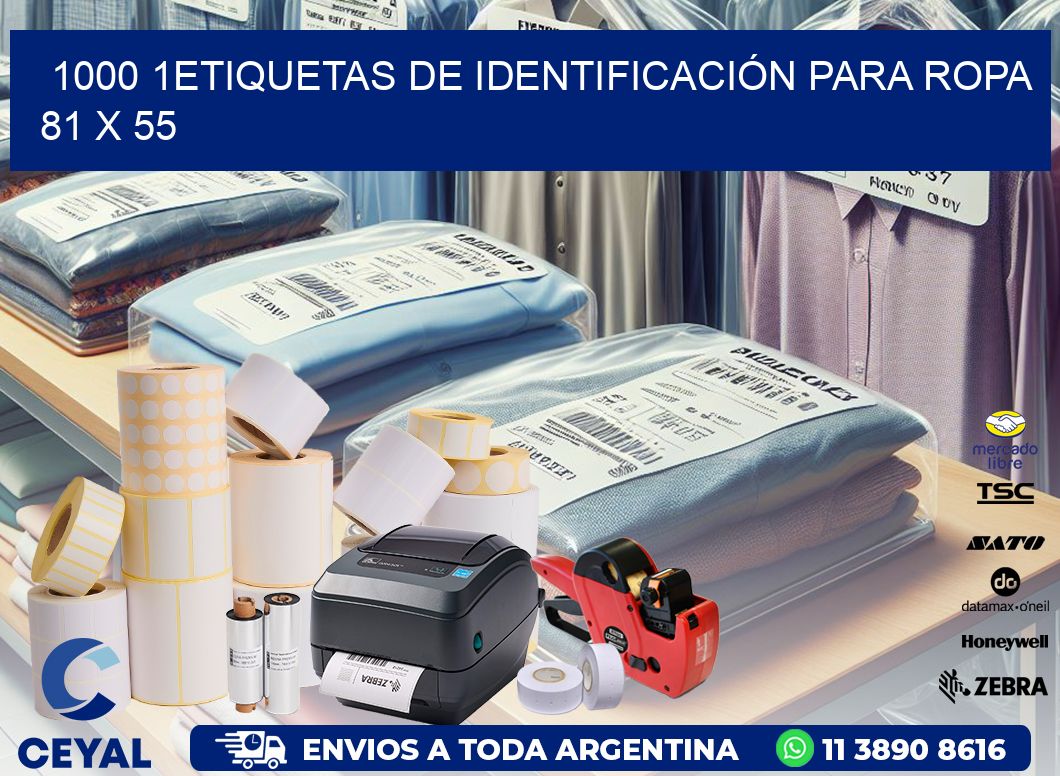 1000 1ETIQUETAS DE IDENTIFICACIÓN PARA ROPA 81 x 55