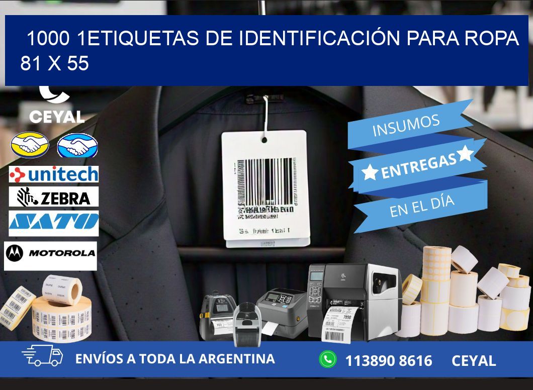 1000 1ETIQUETAS DE IDENTIFICACIÓN PARA ROPA 81 x 55