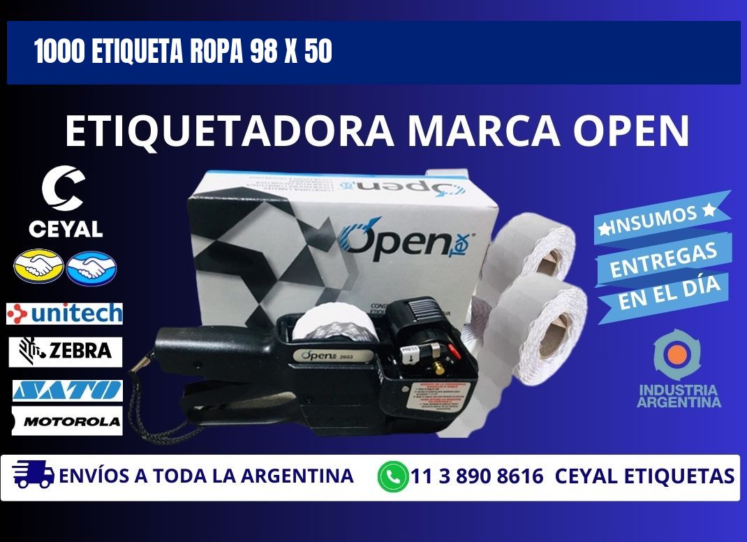 1000 ETIQUETA ROPA 98 x 50