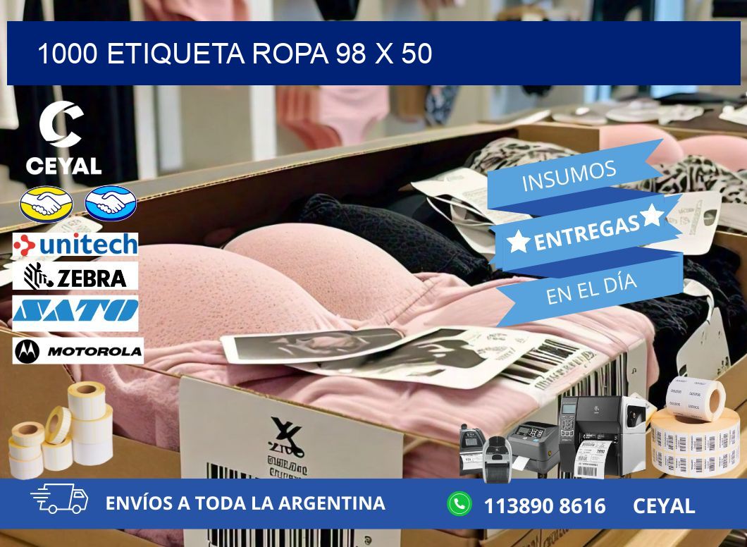 1000 ETIQUETA ROPA 98 x 50