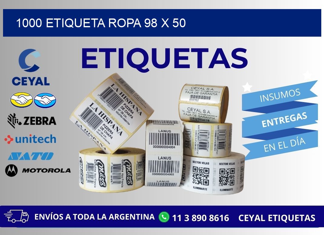 1000 ETIQUETA ROPA 98 x 50