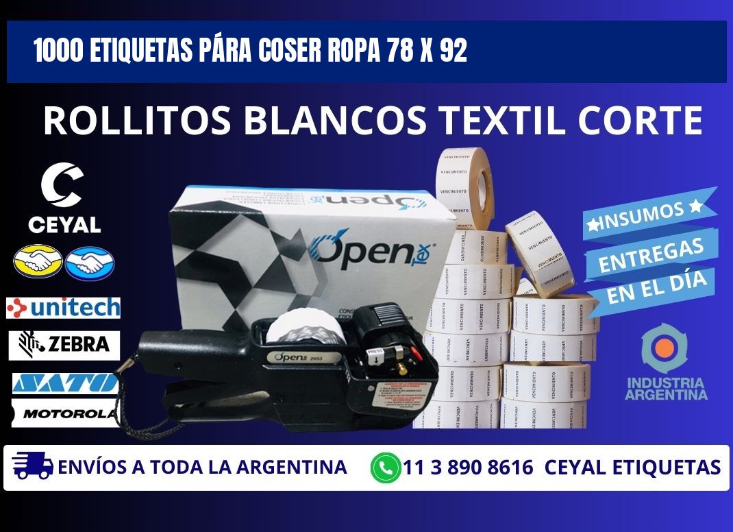 1000 ETIQUETAS PÁRA COSER ROPA 78 x 92