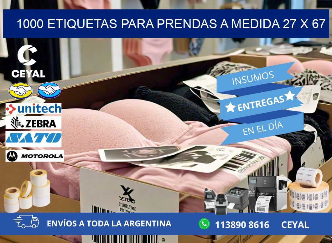 1000 ETIQUETAS PARA PRENDAS A MEDIDA 27 x 67