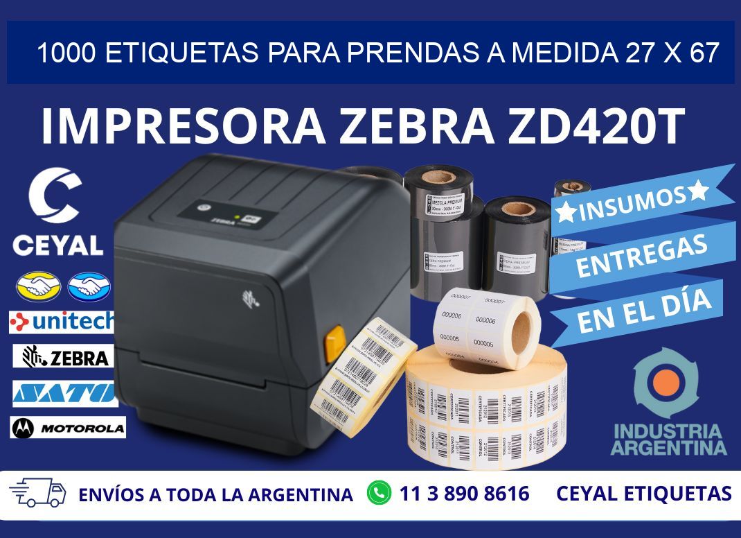 1000 ETIQUETAS PARA PRENDAS A MEDIDA 27 x 67