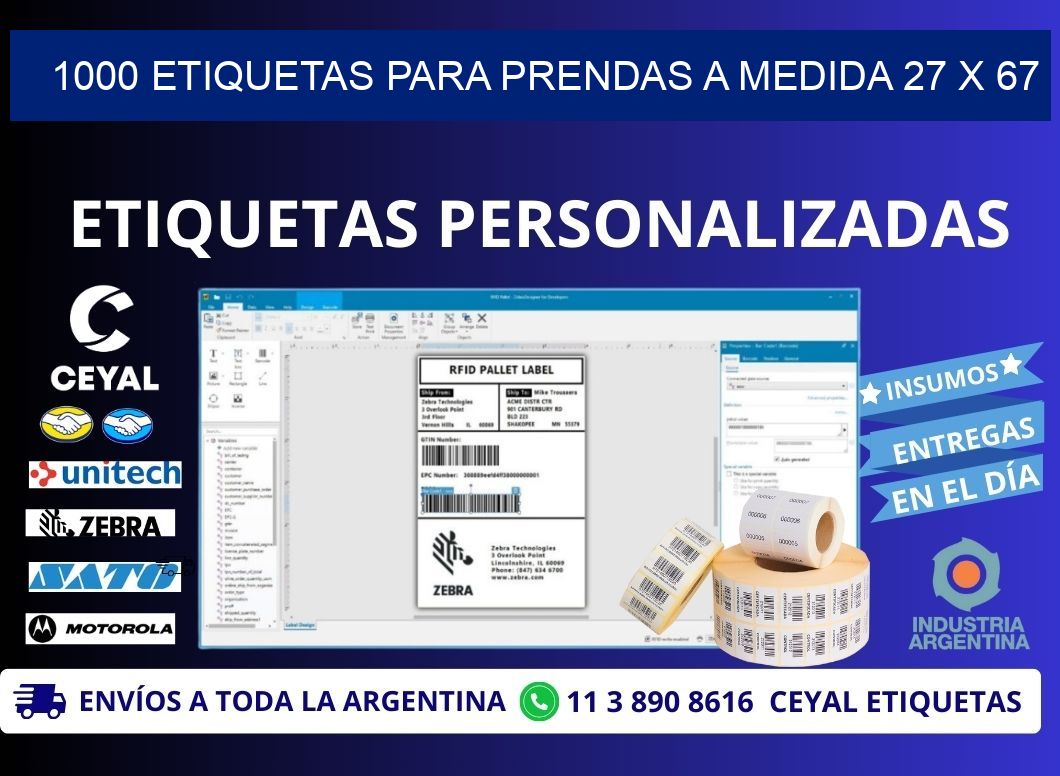 1000 ETIQUETAS PARA PRENDAS A MEDIDA 27 x 67