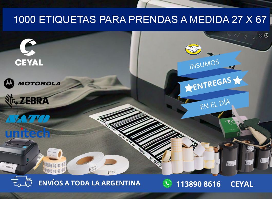1000 ETIQUETAS PARA PRENDAS A MEDIDA 27 x 67
