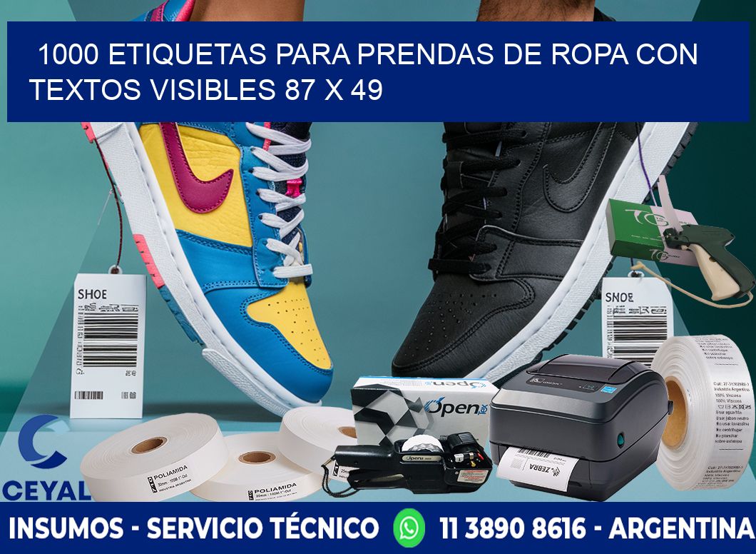 1000 ETIQUETAS PARA PRENDAS DE ROPA CON TEXTOS VISIBLES 87 x 49