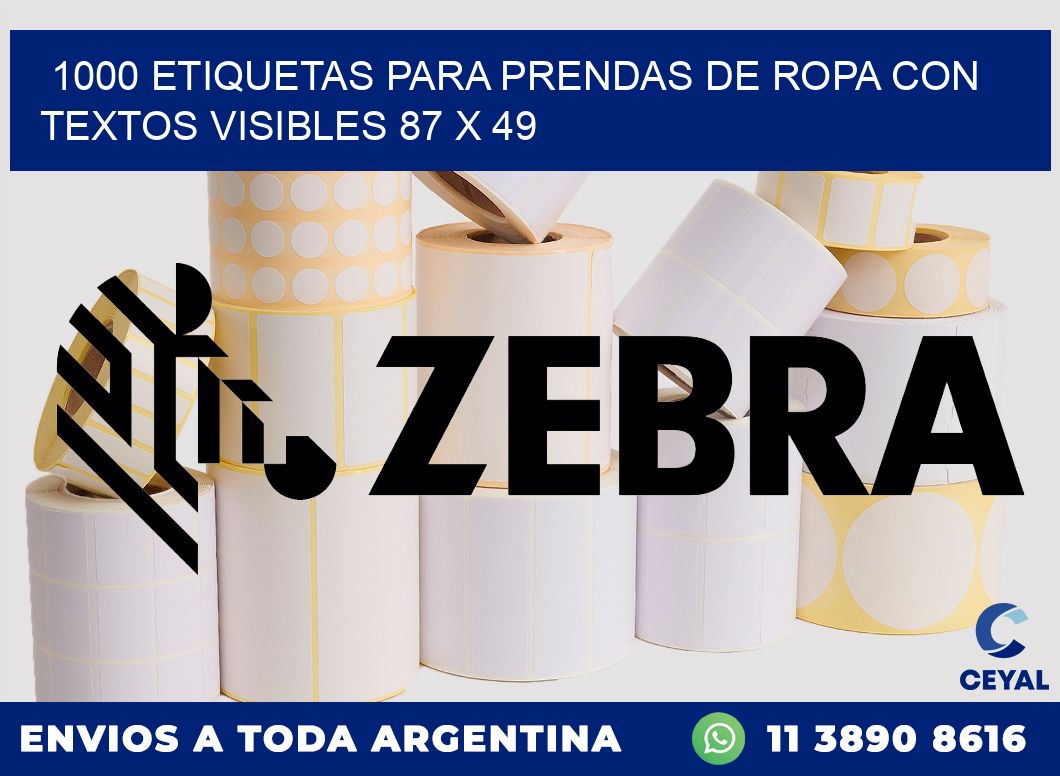 1000 ETIQUETAS PARA PRENDAS DE ROPA CON TEXTOS VISIBLES 87 x 49