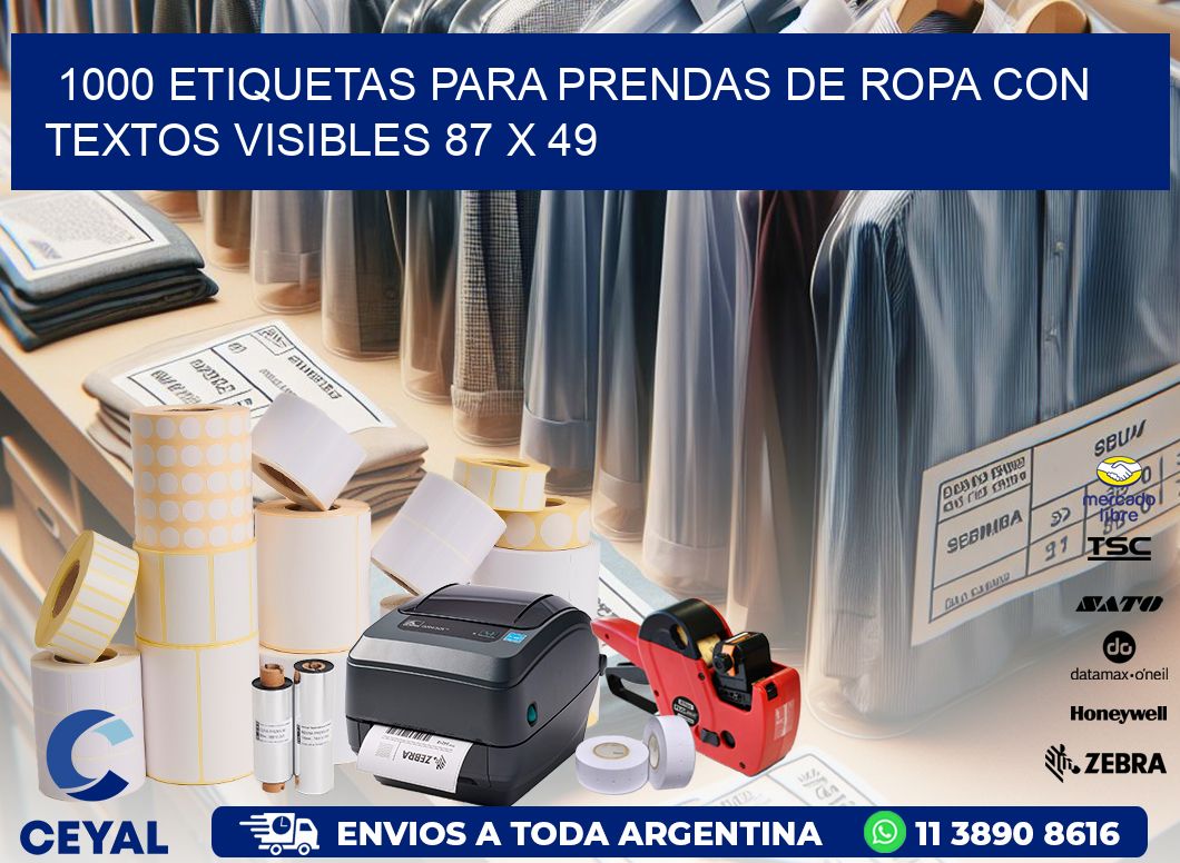 1000 ETIQUETAS PARA PRENDAS DE ROPA CON TEXTOS VISIBLES 87 x 49