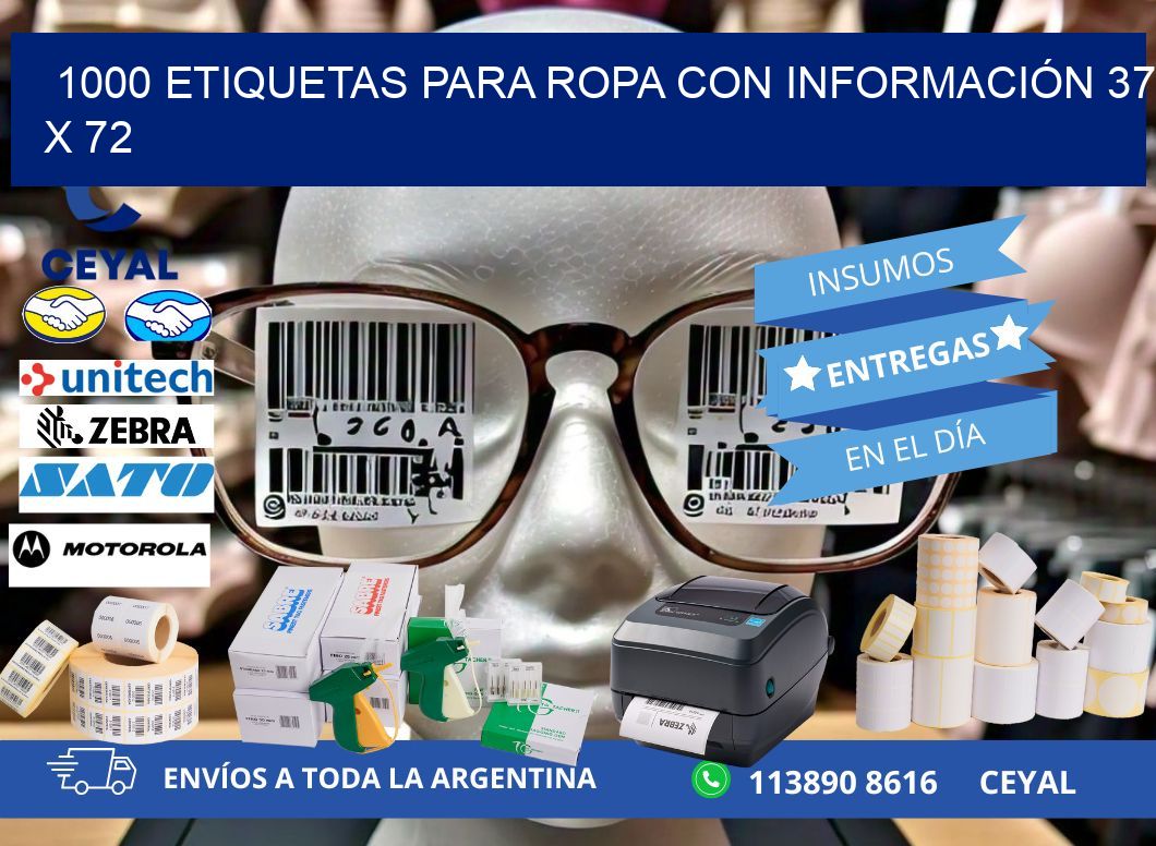 1000 ETIQUETAS PARA ROPA CON INFORMACIÓN 37 x 72