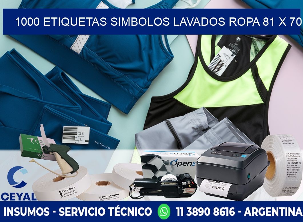 1000 ETIQUETAS SIMBOLOS LAVADOS ROPA 81 x 70