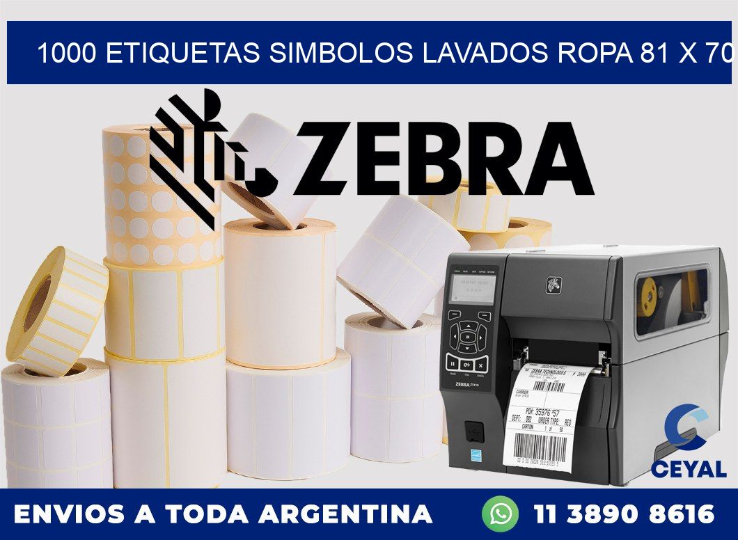1000 ETIQUETAS SIMBOLOS LAVADOS ROPA 81 x 70