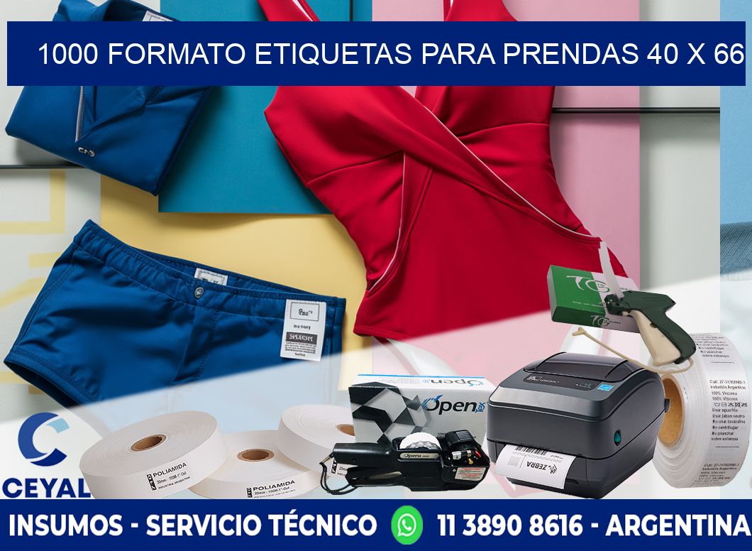 1000 FORMATO ETIQUETAS PARA PRENDAS 40 x 66