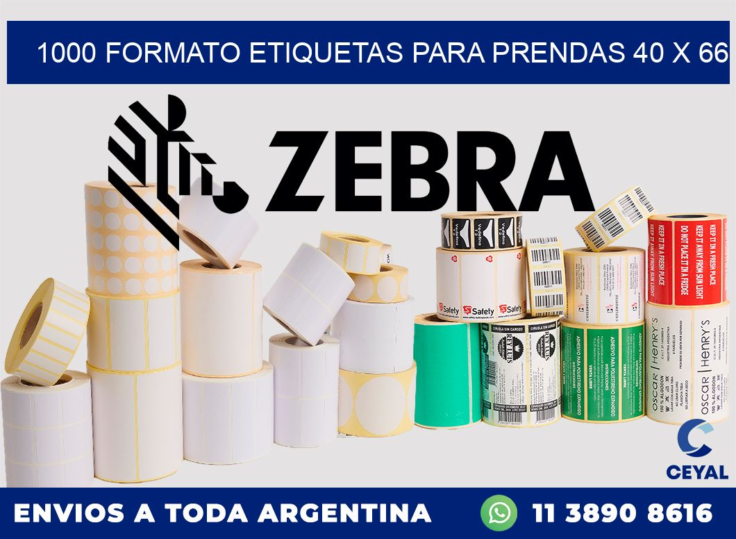 1000 FORMATO ETIQUETAS PARA PRENDAS 40 x 66